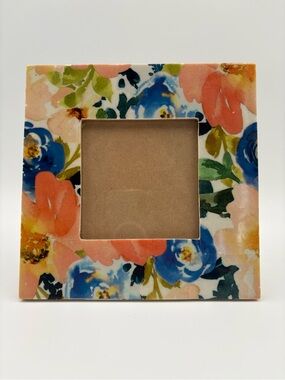 Floral Ceramic Tile Frame 7x7 Holds 4x4 Photo Watercolor Flower Picture Frame